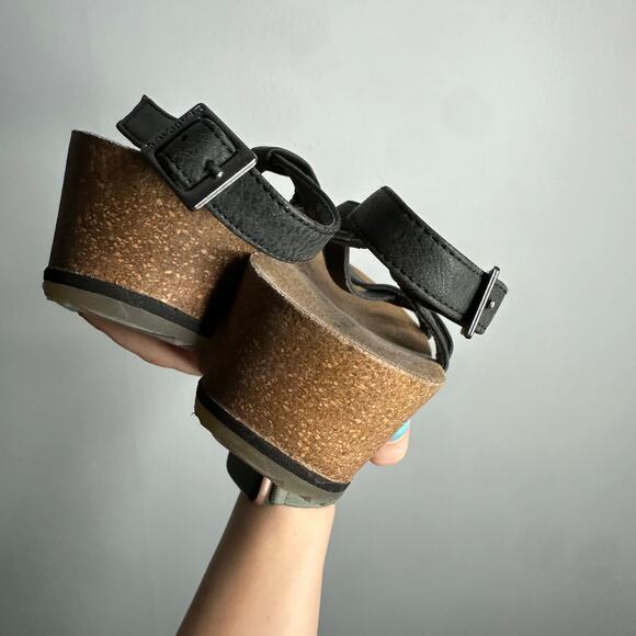 Bearpaw Black strappy cork wedge sandals size 10‎ - Picture 3 of 7